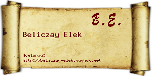 Beliczay Elek névjegykártya